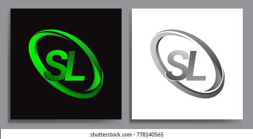 letter SL logotype design for company name colored Green swoosh and grey. vector set logo design for business and company identity.
