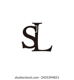 letra sl simple vinculado vector de logotipo negro 