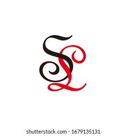 letter sl symbol curves ribbon colorful logo vector