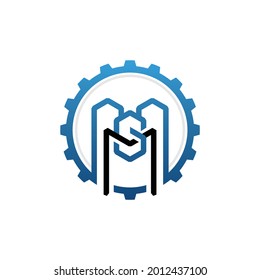 Letter SM Building Gear Logo Design