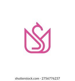 Letter SM Flower Bird Logo 