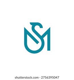 Letter SM Heron Logo Design 