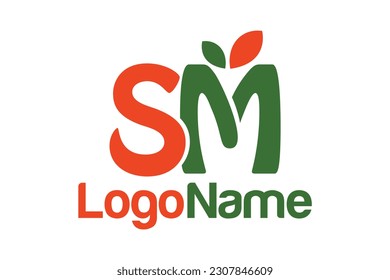 Letter SM and leaf concept. Very suitable for symbol, logo, company name, brand name, personal name, icon and many more.