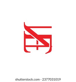 letter sm linked simple red font logo vector 