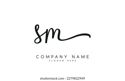 letter SM logo design handwriting signature style vector template