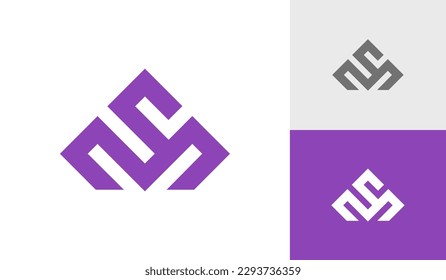 Letter SM monogram with diamond shape logo design vector