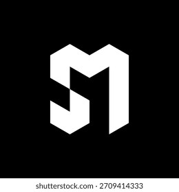 Logotipo geométrico del monograma de la letra SM o MS