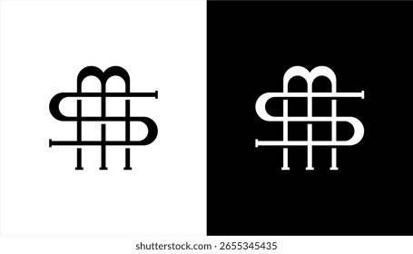 Letra SM MS Diseño de Logo, Creativo SM MS Monograma Elemento de Plantilla de Vector