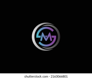 Letter SM, MS Rounded Shape Logo Design Concept. Colorful and Creative Vector Icon On Black Background.