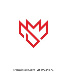 letter sm simple red wing eagle abstract lines logo vector 