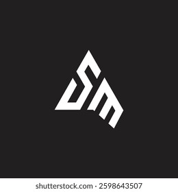 Letter SM vector logo with triangle shape.