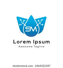 letter sm water tech logo