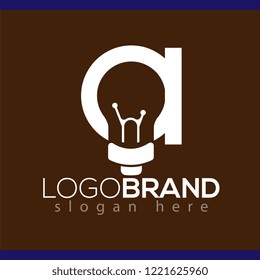 A Letter with smart bulb Logo vector element. Letter with negative space bulb Logo Template