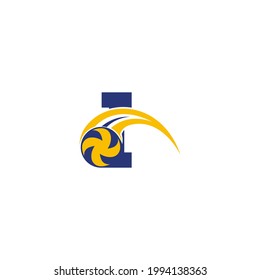 letter I with smashing volley ball icon logo design template illustration