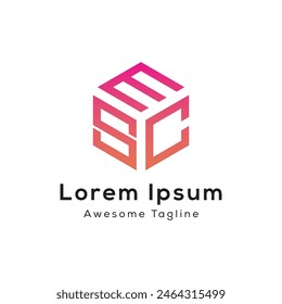 letter smc cube shape logo