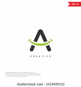 Letter A smile  Logo icon. Premium Line Alphabet Monochrome Monogram emblem. Vector graphic design template element. Graphic Symbol for Corporate Business Identity. 