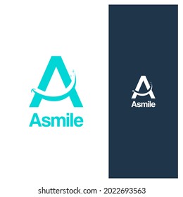 Letter A with smile shape logo