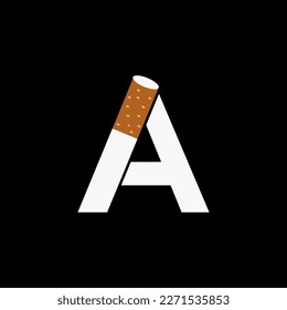 Letter A Smoke Logo Concept With Cigarette Icon. Tobacco Logo Vector