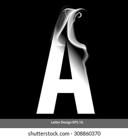 Letter A with smoke waves.Vector illustration. You can easily change the background color without having to do with character and smoke.