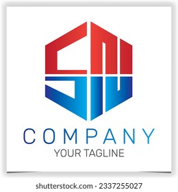 letra SN logotipo hexágono inicial icono premium plantilla elegante vectores eps 10