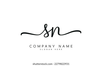 letter SN logo design handwriting signature style vector template