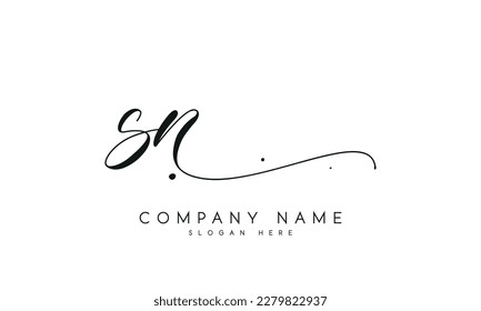 letter SN logo design handwriting signature style vector template