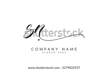 letter SN logo design handwriting signature style vector template Imagine de stoc © 