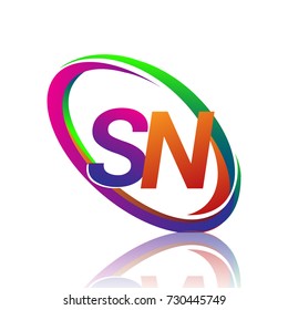 letter SN logotype design for company name colorful swoosh. vector logo for business and company identity.