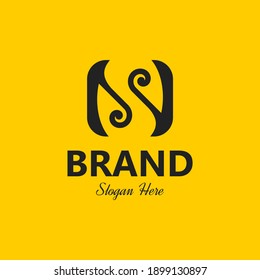 Letter SN NS Monogram Logo Vector Template letter N with S negative space