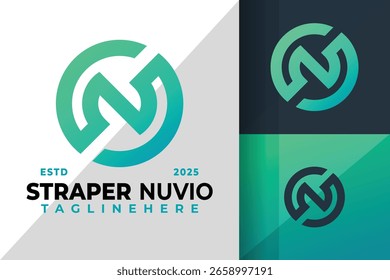 Ilustración de diseño de Vector de icono de logotipo de símbolo de monograma Sn o Ns
