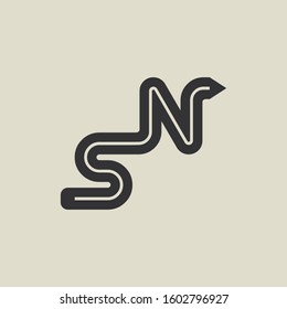 Letter SN pencil shape logo design. Link icon in flat style isolated on grey background. Graphic alphabet symbol for your corporate business identity, website, app, UI. Arts logo design inspiration.