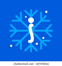 I letter with snowflake icon on the blue background. Design template elements for your application or corporate identity.