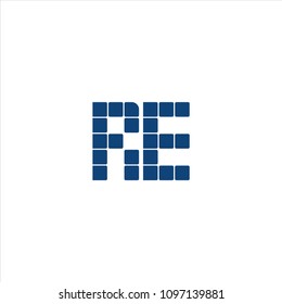 re letter solar square concept logo