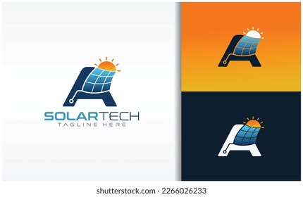Letter A Solar Tech Energy Logo Vector