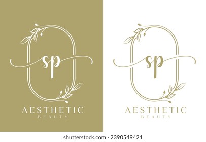 Letter SP Beauty Logo with Flourish Ornament