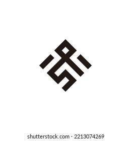 Letter sp connect, square geometric symbol simple logo vector