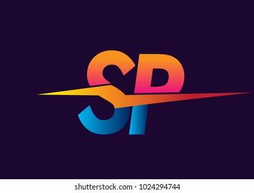 Letter SP logo with Lightning icon, letter combination Power Energy Logo design for Creative Power ideas, web, business and company.