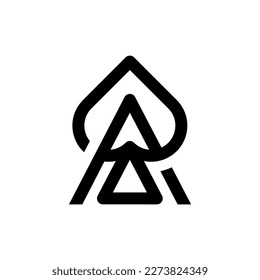 Letter a spade simple line creative logo design