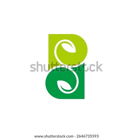 letter spd green loop simple leaf logo vector 