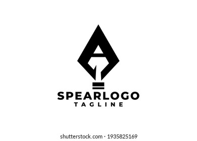 Buchstabe Ein Speerlogo. Waffenvektorgrafik.