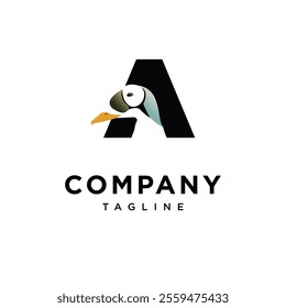 Letter A Spectacled Eider Logo Icon Vector