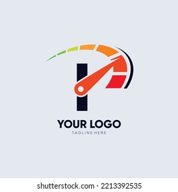 Letter I Speedometer Logo Design Vector Icon Graphic Emblem Illustrator 