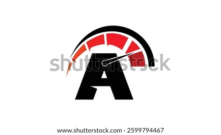 Letter A Speedometer Logo Design Vector Icon Graphic Emblem Illustrator.