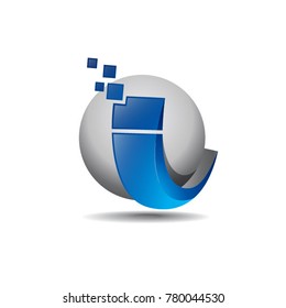 Letter i sphere logo template - Abstract Vector Design Element