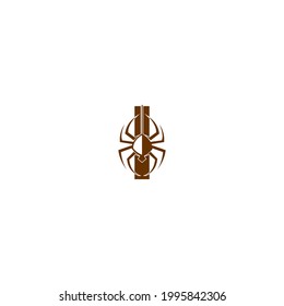 Letter I with spider icon logo design template vector