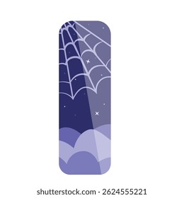 Letter i with spider web on night sky background for halloween celebrating