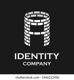 Letter a with spiral  shape logo template illustration. suitable for construction, building, industrial, techno 