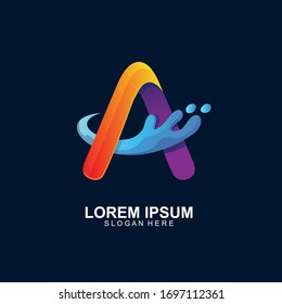 Buchstabe a mit Splash-Logo-Design
