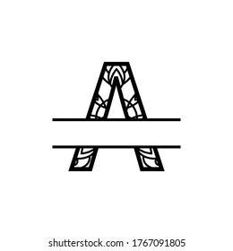 Letter A Split monogram mandala vector design template illustration