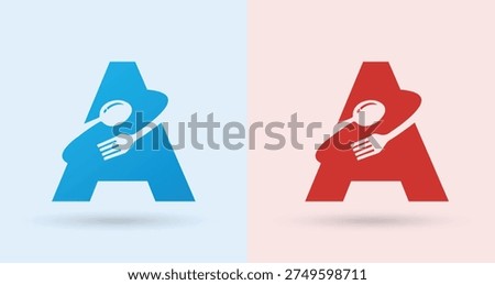 Letter A Spoon Fork Food Logo for Restaurant Cafe Branding
